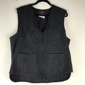 Vintage Johnson Woolen Mills Gray Wool Zip Vest Size XL